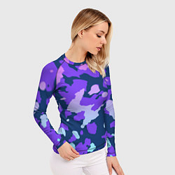 Рашгард женский Паттерн с розовыми фиолетовыми и голубыми пятнами, цвет: 3D-принт — фото 2