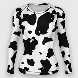 Рашгард женский Черно белый коровий узор, цвет: 3D-принт