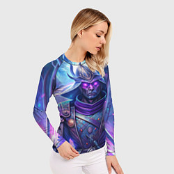 Рашгард женский Самурай ледяной фэнтезийный синий стиль - вьюга, цвет: 3D-принт — фото 2