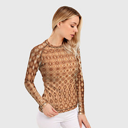 Рашгард женский Светлый коричневый абстрактный узор, цвет: 3D-принт — фото 2