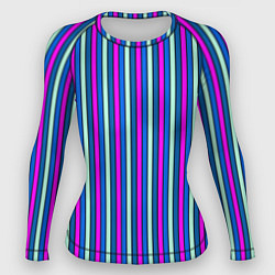 Женский рашгард Сине-розовый полосатый
