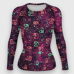 Рашгард женский Тёмный пурпурный текстурированный кубики, цвет: 3D-принт