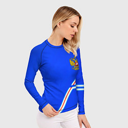 Рашгард женский Россия спорт текстура, цвет: 3D-принт — фото 2
