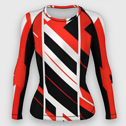 Рашгард женский Black and red stripes on a white background, цвет: 3D-принт