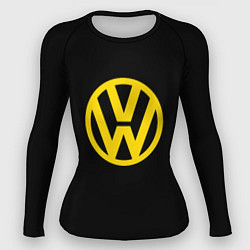 Рашгард женский Volkswagen logo yellow, цвет: 3D-принт