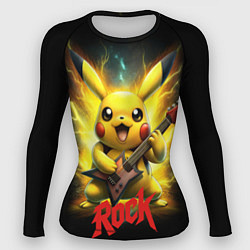 Рашгард женский Пикачу рок звезда с электрогитарой, цвет: 3D-принт