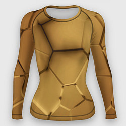 Рашгард женский Золотые неоновые плиты в разломе, цвет: 3D-принт