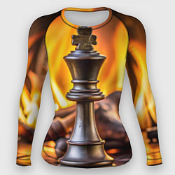 Рашгард женский Шахматы - король на фоне огня, цвет: 3D-принт