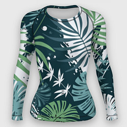 Рашгард женский Листья тропических джунглей абстракция, цвет: 3D-принт