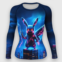Рашгард женский Пикачу в роли Годзиллы - неоновое свечение, цвет: 3D-принт