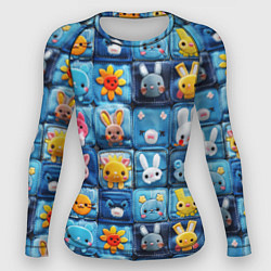 Рашгард женский Пэчворк с кроликами, цвет: 3D-принт