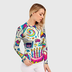 Рашгард женский Праздник 90х игры сладости и ностальгия, цвет: 3D-принт — фото 2