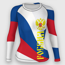 Рашгард женский Флаг России, паттерн, цвет: 3D-принт