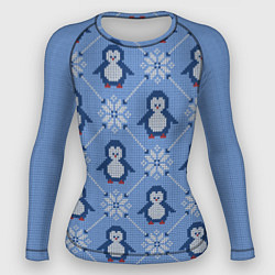 Рашгард женский Вязаный узор с милыми пингвинами и скандинавским о, цвет: 3D-принт