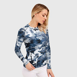 Рашгард женский Камуфляж серо синий, цвет: 3D-принт — фото 2