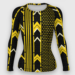 Рашгард женский Жёлтые обои на чёрном фоне, цвет: 3D-принт