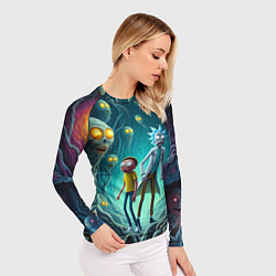 Рашгард женский Морти и Рик в пещере ужасов, цвет: 3D-принт — фото 2