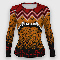 Рашгард женский Metallica christmas ugly sweater, цвет: 3D-принт