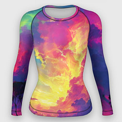 Рашгард женский Розовые облака на синем небе, цвет: 3D-принт