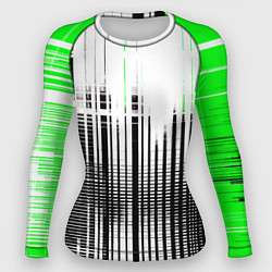 Рашгард женский Зелёно-чёрный гранж на белом фоне, цвет: 3D-принт