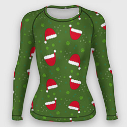 Рашгард женский Шапка Санты, цвет: 3D-принт