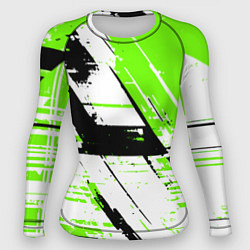 Рашгард женский Diagonal black and green stripes on a white backgr, цвет: 3D-принт