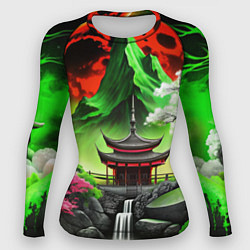 Рашгард женский Водопад японии и природа, цвет: 3D-принт