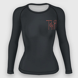 Рашгард женский Татьяна - красная вязью надпись, цвет: 3D-принт