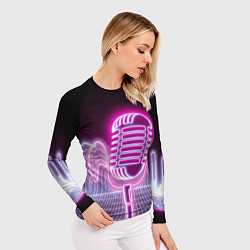 Рашгард женский Розовый неоновый микрофон, цвет: 3D-принт — фото 2