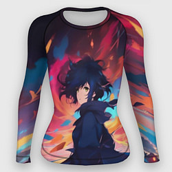 Рашгард женский Аниме девушка и ветер, цвет: 3D-принт