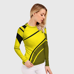 Рашгард женский Sport жёлтый с чёрным точечный, цвет: 3D-принт — фото 2