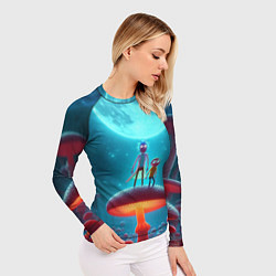 Рашгард женский Рик и Морти в стране неоновых гигантских грибов, цвет: 3D-принт — фото 2