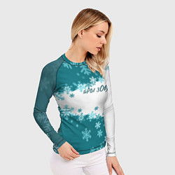 Рашгард женский Горы зовут сноуборд бирюза, цвет: 3D-принт — фото 2