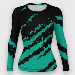 Рашгард женский The color is black and turquoise, цвет: 3D-принт