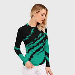 Рашгард женский The color is black and turquoise, цвет: 3D-принт — фото 2