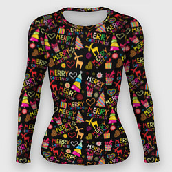 Рашгард женский Merry Christmas - New Year, цвет: 3D-принт