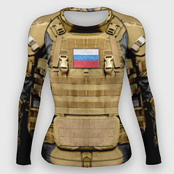 Рашгард женский Бронежилет цвета хаки армия России, цвет: 3D-принт