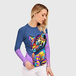 Рашгард женский Cool tiger cub - pop art, цвет: 3D-принт — фото 2