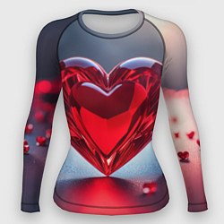 Женский рашгард Хрустальное красное сердце на сером фоне с боке