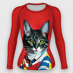 Рашгард женский Милая кисуля в модном пуловере - поп-арт, цвет: 3D-принт