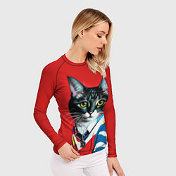 Рашгард женский Милая кисуля в модном пуловере - поп-арт, цвет: 3D-принт — фото 2