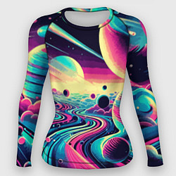 Рашгард женский Неоновый разноцветный космос, цвет: 3D-принт
