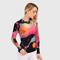 Рашгард женский Розовая текстура в черном, цвет: 3D-принт — фото 2