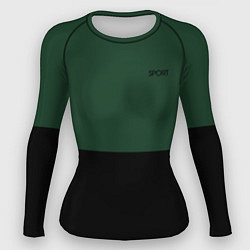 Женский рашгард Sport тёмно-зелёный с чёрным пополам