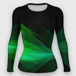 Рашгард женский Неоновая зеленая абстракция на черном фоне, цвет: 3D-принт