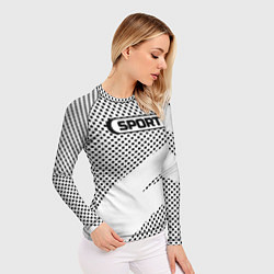 Рашгард женский Sport чёрно-белый с полосой, цвет: 3D-принт — фото 2