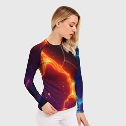 Рашгард женский Сине-оранжевые молнии текстура, цвет: 3D-принт — фото 2