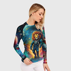 Рашгард женский Лев бравый космонавт - неоновый космос, цвет: 3D-принт — фото 2