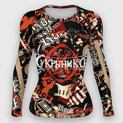 Рашгард женский Кукрыниксы на фоне электрогитар, цвет: 3D-принт