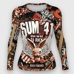 Рашгард женский Sum 41 на фоне кролика и гитар, цвет: 3D-принт